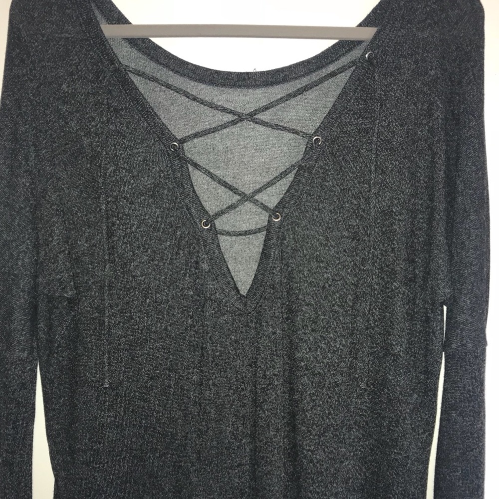 Lace-up front tunic shirt